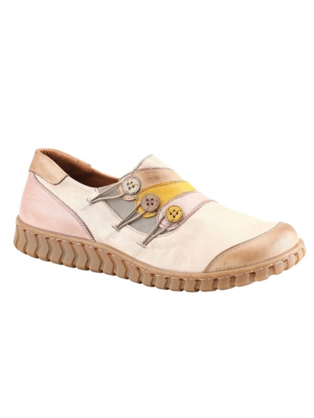 Spring Step Neeta Premium Leather Slip On Sneakers Neutral Color Block Women's 8
